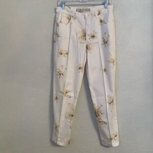 Dismero Made in Italy Cotton Blend Flowers Print High Rise Women’s Pants Size 12